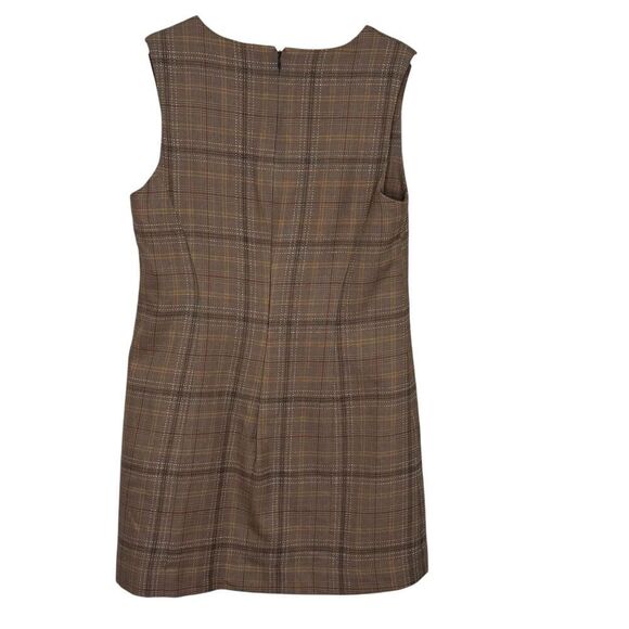 Pendleton Shift Dress Size 10 $198 Brown Plaid Wool Blend Jumper Sleeveless - Picture 2 of 7